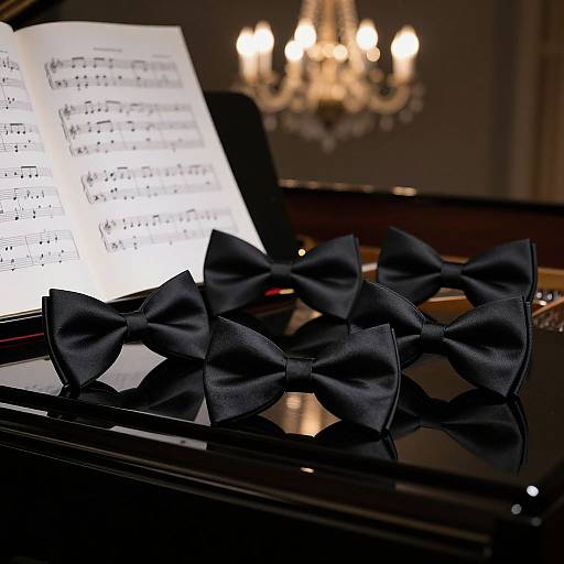 Elegant Bowties on Glossy Piano