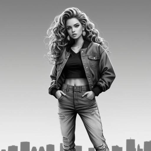 Realistic Greyscale Outdoor Portrait of Girl