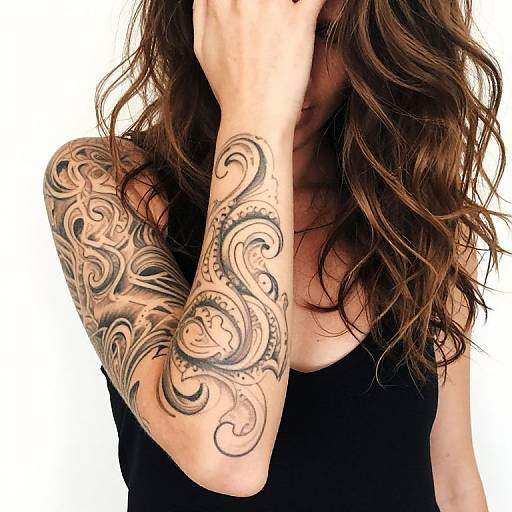 Tattooed Person with Wavy Hair