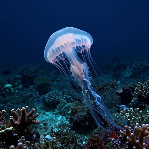 Ethereal Jellyfish in Deep-Sea Abyss