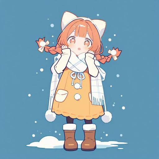 Cheerful Anime Girl in Pastel Colors
