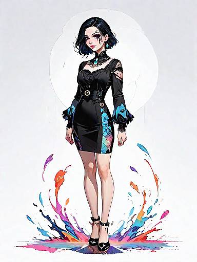 Bohemian Black Mini Dress Studio Portrait