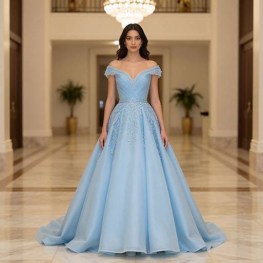 Elegant Princess in Blue Gown