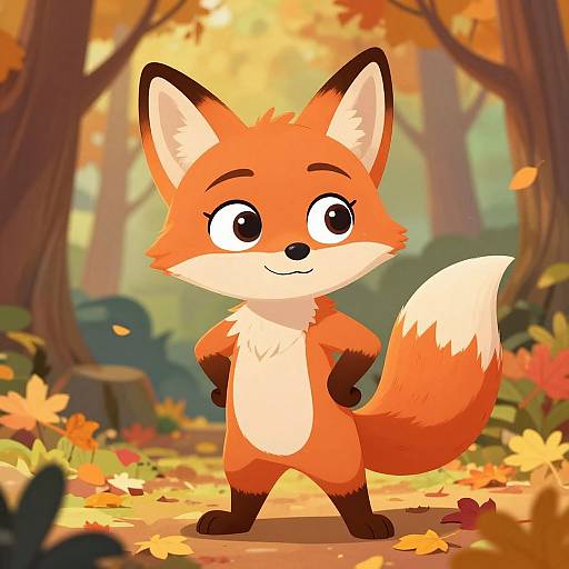 Playful Female Fox in Autumn Forest
