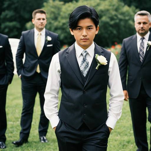 Groom and Groomsmen in Formal Wedding Attire