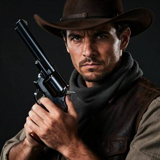 Serious Cowboy Holding Revolver
