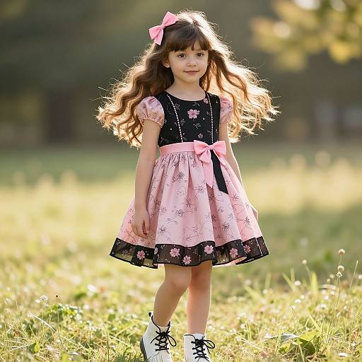 Young Girl in Floral Dress Meadow