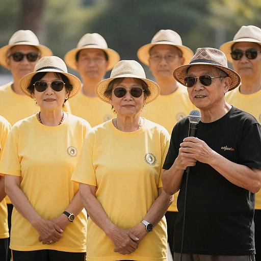 Elderly Group in Stylish Outdoor Attire