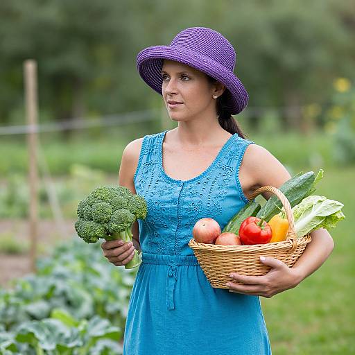 Woman in Garden with Vegetables