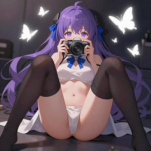 Purple-Haired Anime Girl with Camera