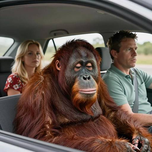 Quirky Car Ride with an Orangutan