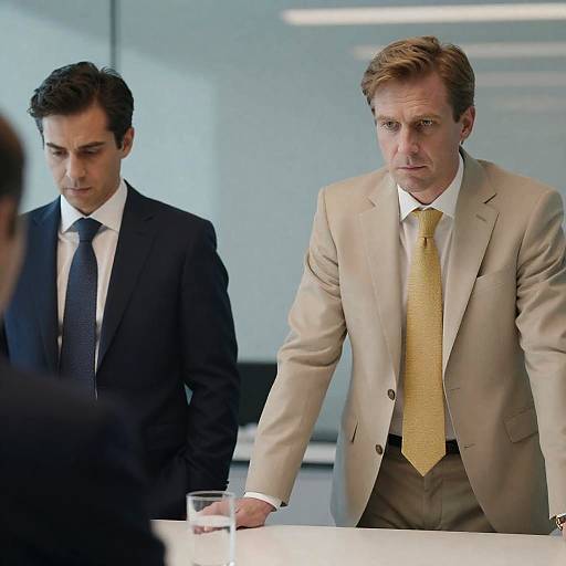 Two Men in Suits Having Serious Discussion in Office