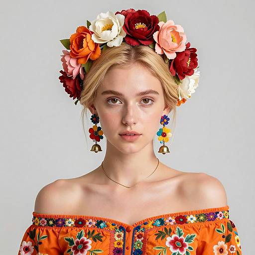Elegant Floral Portrait of Young Woman