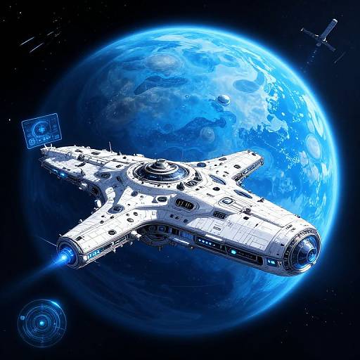 Anime Spacecraft at Futuristic Space Station