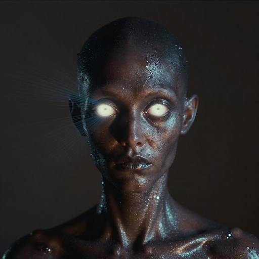 Liquid Metal Creature with Milky Eyes