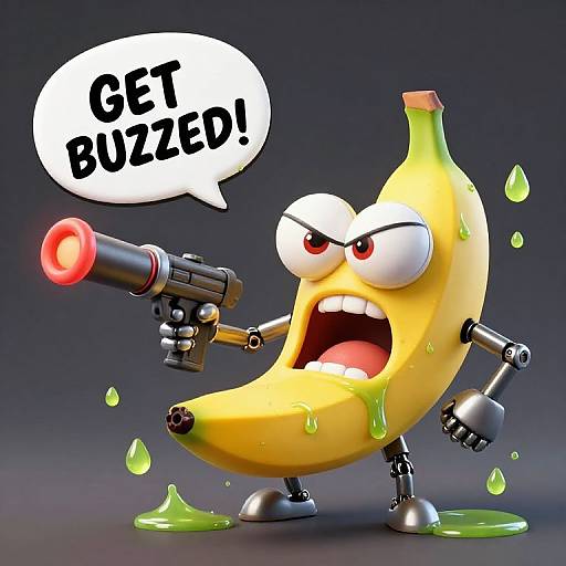 Angry Robotic Banana with Laser Gun