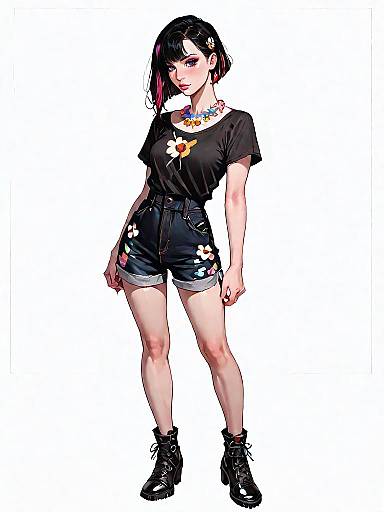 Stylish Woman in Black Floral Romper