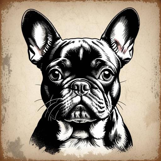 Majestic French Bulldog Vintage Portrait