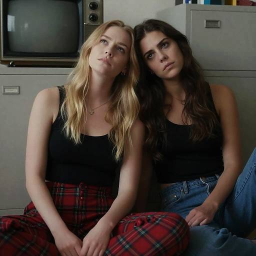 Two Women Sitting on Floor with Intense Expressions