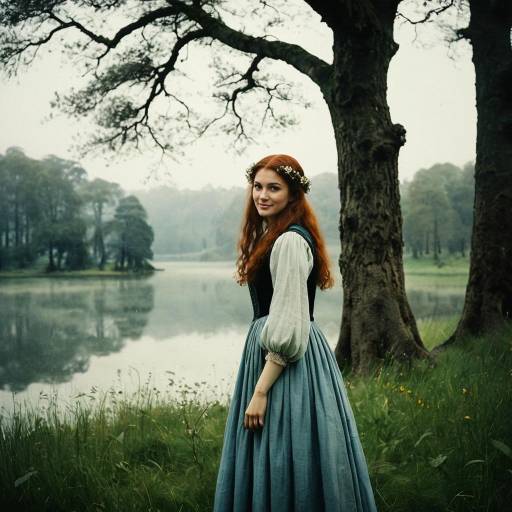 Woman in Medieval Dress by Misty Lake
