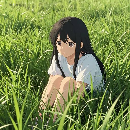 Photorealistic Anime Grass Portraiture