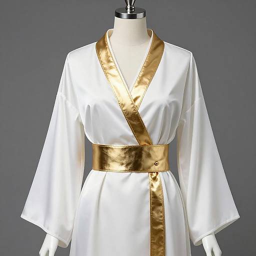 Mannequin in Elegant White and Gold Robe