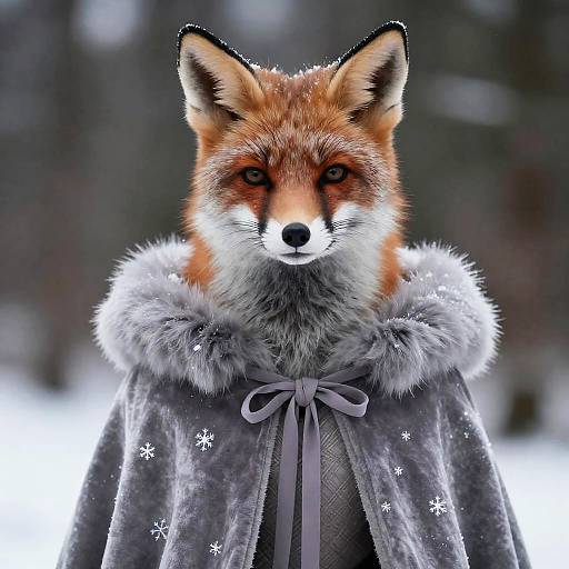 Elegant Foxie European Girl in Winter Forest