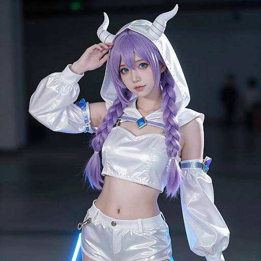 Fantasy Woman with Purple Twin Braids