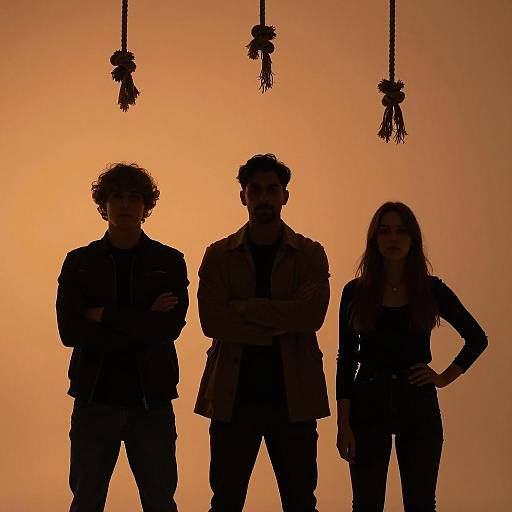 Silhouette Trio Against Orange Background