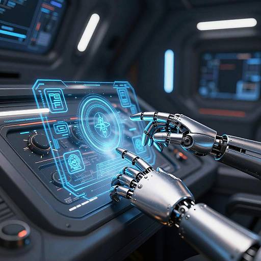 Cyborg Hands Controlling Holographic Interface