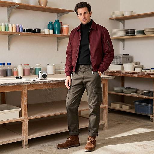 Sophisticated Streetwear in Sunlit Workshop