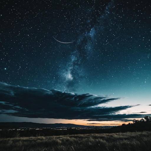 Starry Night Sky with Milky Way and Clouds