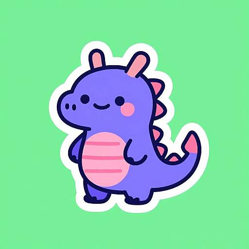 Cute Purple Dragon Cartoon Icon