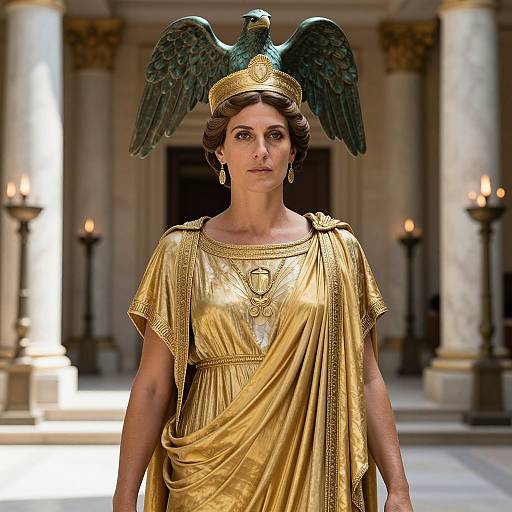 Regal Roman Empress in Palace Courtyard