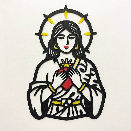 Sacred Heart Woman Paper Picado