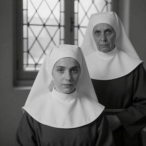 Black and White Portrait of Two Nuns