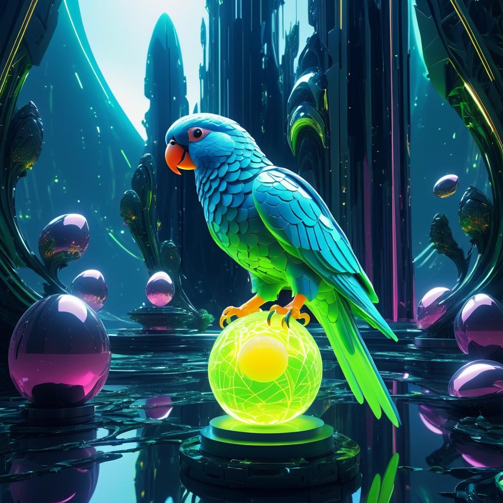 Futuristic Bioengineered Parrot with Artifact