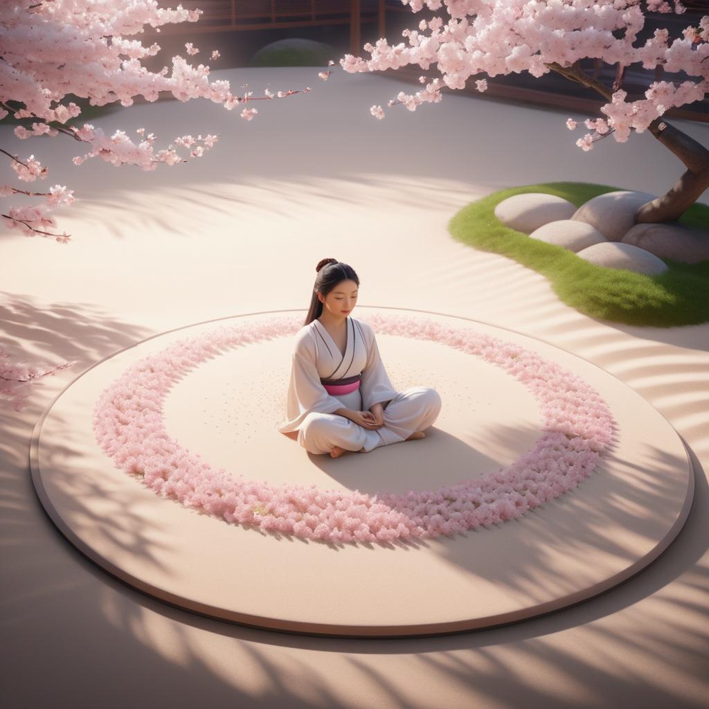 Dreamy Meditation in a Zen Garden