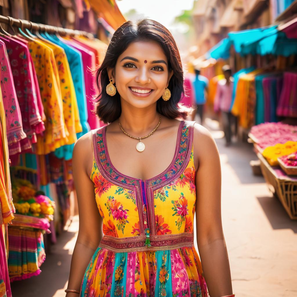 Vibrant Indian Woman in Jaipur Market