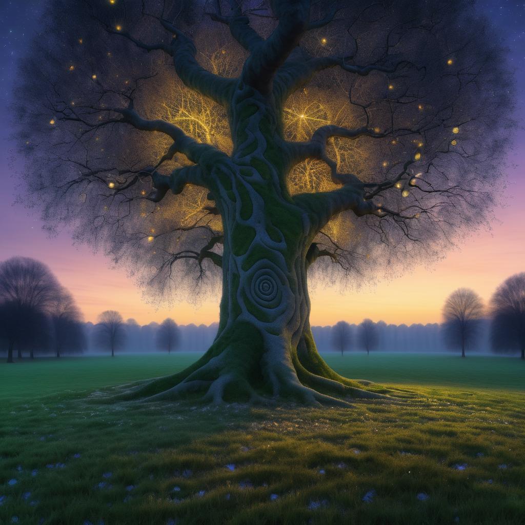 Twilight Glow Tree in Klimt Style