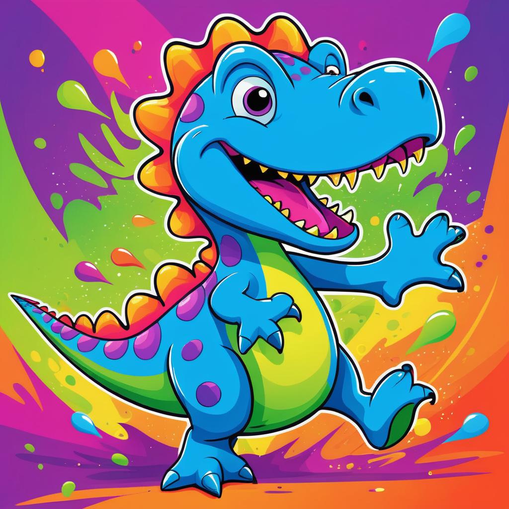 Vibrant Cartoon Dinosaur Illustration