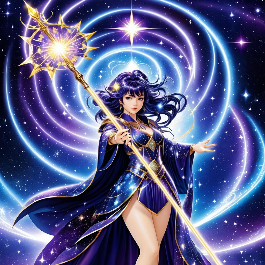 Majestic Sorceress in a Cosmic Realm