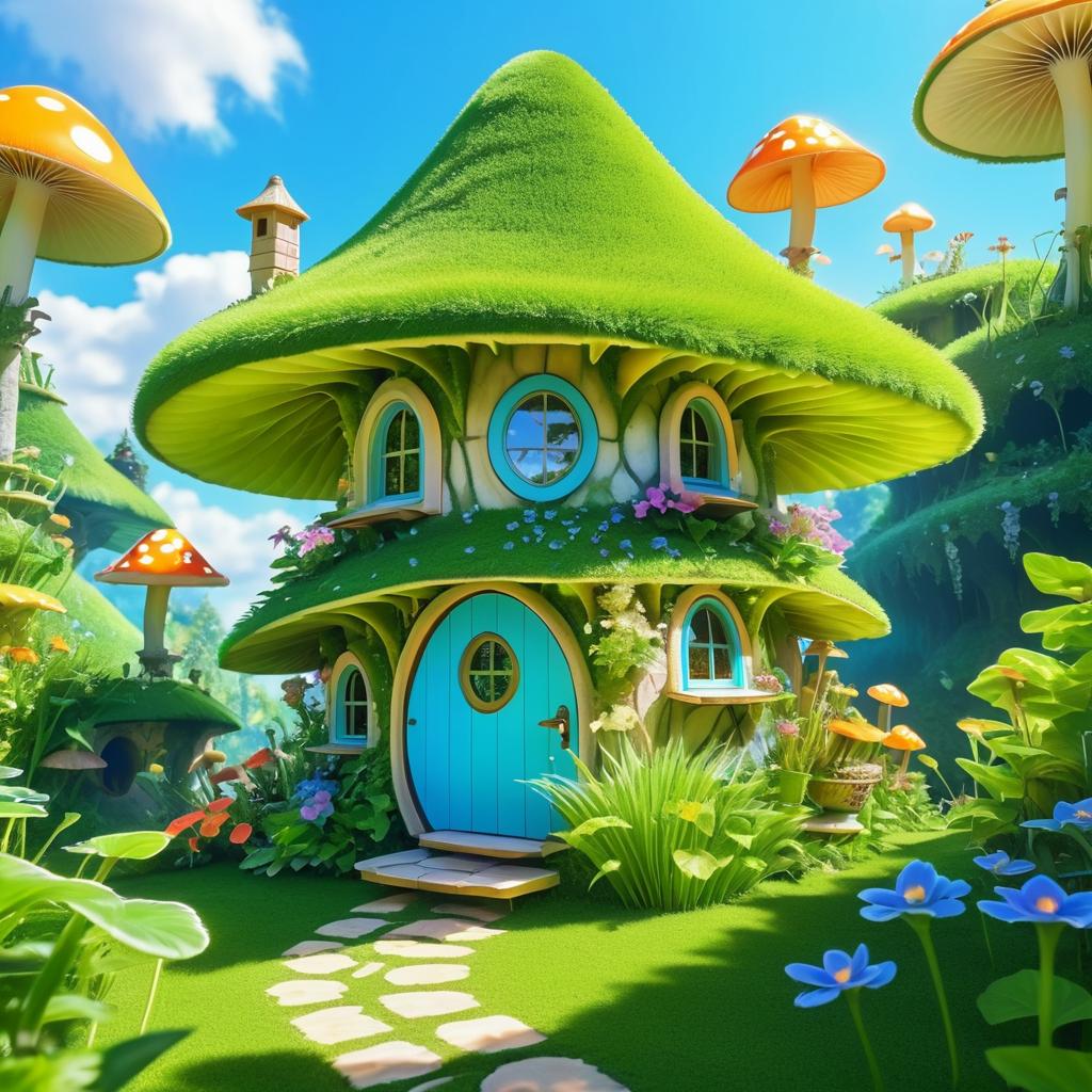 Whimsical Anime Kobold in Mushroom Home