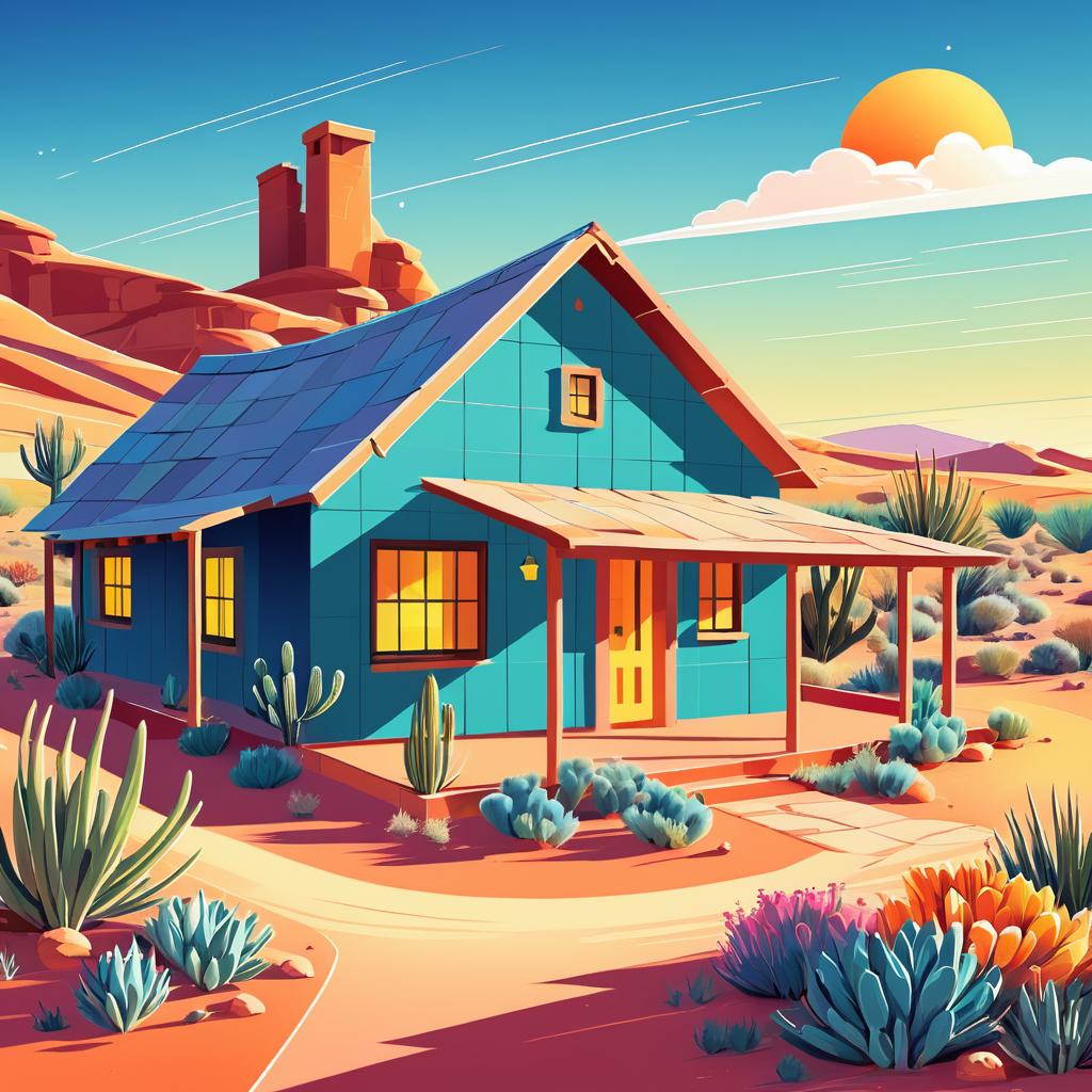 Whimsical Desert Cottage Illustration