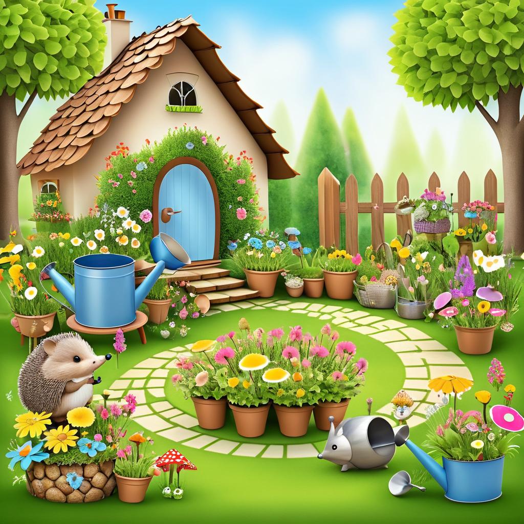 Whimsical Hedgehog Gardening Adventure