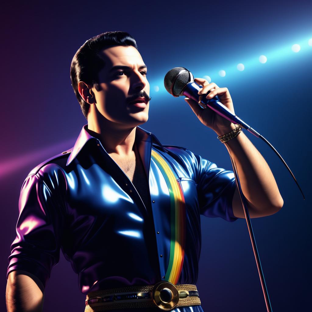 Dramatic Freddie Mercury Concert Illustration