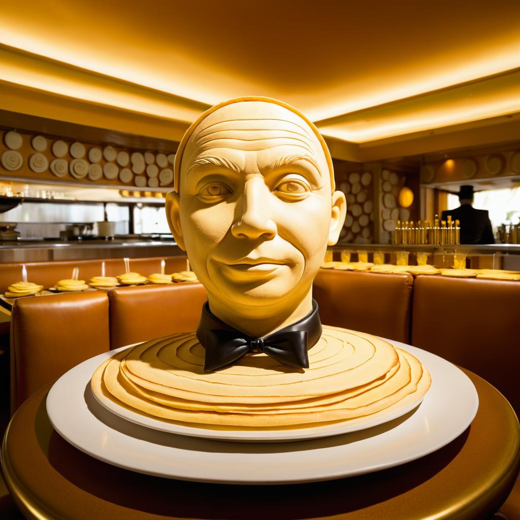 Pancake Sculpture of Restaurant Patron