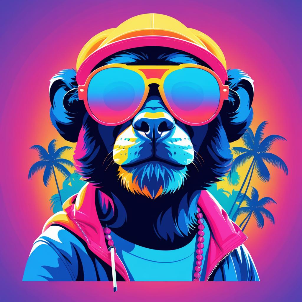 Retro Monkey T-Shirt Design Illustration