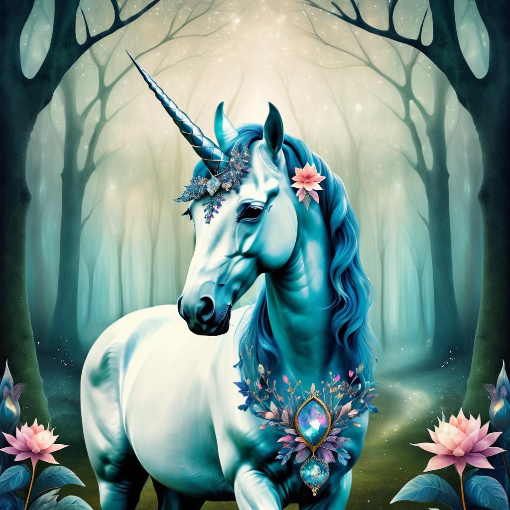 Surreal Unicorn in Enchanted Forest