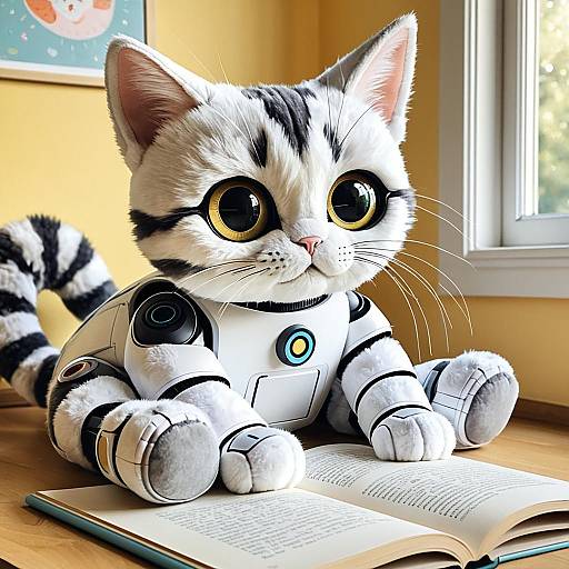 Cuddly Robotic Cat Reading in Preschool